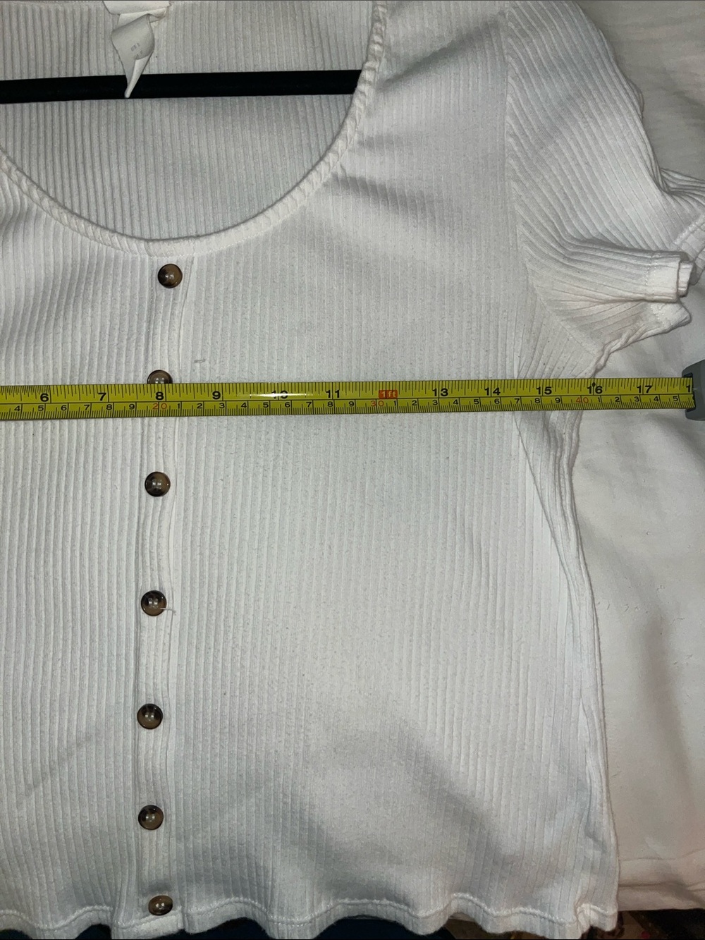 Women's Cream Ribbed Button-Front Top - Picture 4 of 4
